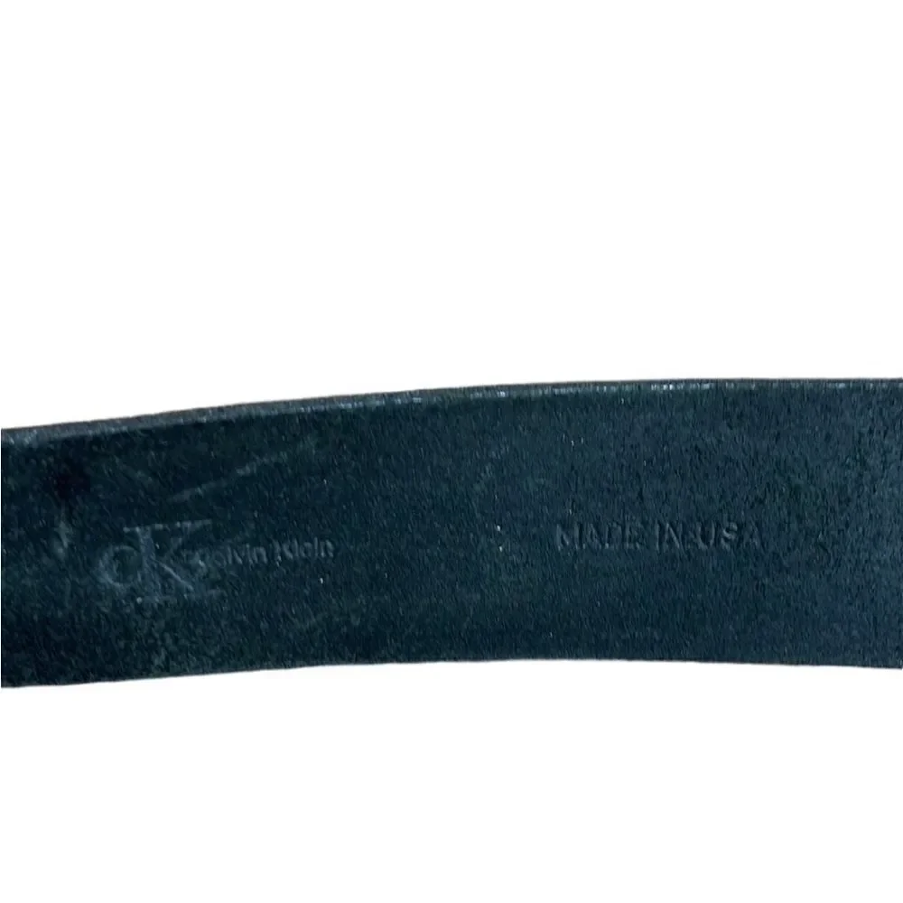 Calvin Klein Black Genuine Harness Leather Women Vintage CK Logo Belt Size S